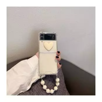 Для Samsung Galaxy Zflip 3 модный милый простой Love Heart портативный противоударный чехол с жемчужной цепочкой Z Flip 4 Z Flip Funda Para For Galaxy Z Flip 3