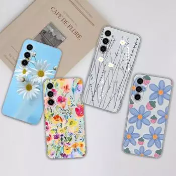 Для Samsung M32 M33 M54 Note5 10 9 S22 S23 + Ultra S6 S7 Edge + Чехол Модный матовый противоударный прозрачный мягкий силиконовый цветок из ТПУ для бампера Galaxy Samsung J1 2016