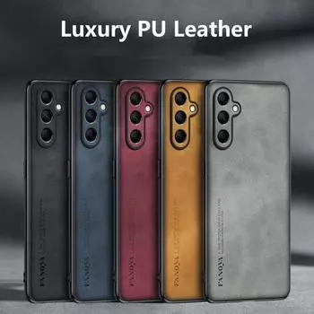 Для Samsung M35 чехол Роскошные чехлы для телефонов из искусственной кожи для Samsung M15 M54 M14 M33 M53 M23 M42 Матовый силиконовый чехол с полной защитой For Samsung M35 5G красный