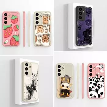 Для Samsung S20 S21 S22 S23 S24 S25 Plus Ultra FE S25+ S24FE S23+ Мягкие чехлы Capa Sweet Strawberry Little Bear Силиконовый противоударный для Samsung Корпус Samsung S20