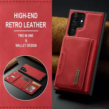 Для Samsung S23 Ultra противоударный кожаный чехол с отделением для карт памяти Samsung Galaxy S23 Ultra S 23 Plus, аксессуары для телефонов, чехлы for Galaxy S23 Plus красный
