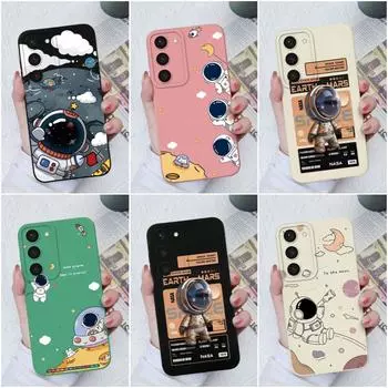 Для Samsung S23 + Ultra S22 S21 S20 Note 10 Lite 20 Ультра милый мультяшный узор Защитная жидкая силиконовая задняя крышка для Samsung GalaxyS23 Бампер для телефона Samsung Note 10 Lite