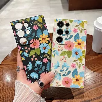 Для Samsung S25 S24 S22 Plus Ultra S23 S21 S20 Fe A55 A54 A53 A25 A15 A14 5g A51 A32 A13 4g тонкий красочный цветной рисунок противоударный чехол из ТПУ Samsung A15 5G чёрный