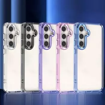 Для Samsung S25 S24 S22 Ultra Plus S23 S21 S20 Fe A55 A54 A34 A34 A25 A15 5g A13 4g ударопрочный прозрачный однотонный цветной чехол Tpu Hybird Pc тонкий чехол Samsung S24 розовый