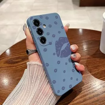 Для Samsung S25 S24 S22 Ultra Plus S23 S21 S20 Fe A55 A54 A53 A35 A15 5g Kiss Pattern Tpu мягкий цветной ударопрочный чехол Samsung S24 серый