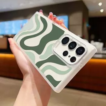 Для Samsung S24 S23 S22 S21 Ultra FE Galaxy A34 A54 5G A53 A52 металлический объектив в полоску под зебру противоударный квадратный чехол Fundas Samsung S23 Ultra розовый