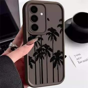 Для Samsung S25 S24 S23 S22 S21 Ultra A55 A54 A53 A52 A35 A34 A15 A14 5g Coconut Tree противоударный силиконовый мягкий защитный чехол для объектива цветной чехол Samsung S24 кофейный