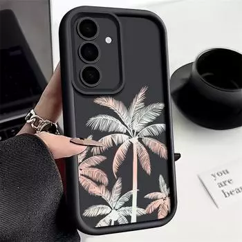 Для Samsung S25 S24 S23 S22 S21 Ultra A55 A54 A53 A52 A35 A34 A15 A14 5g Laser Coconut Tree противоударный силиконовый мягкий чехол Samsung S24 кофейный