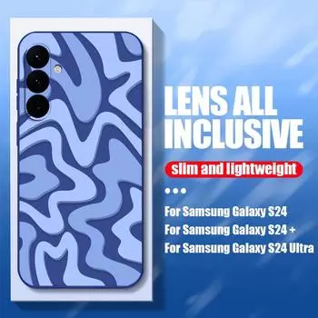 Для Samsung S24 S23 Ultra S22 S21 FE A54 A54 A52 A34 A14 A53 A71 A51 A72 Мягкий противоударный чехол из ТПУ для телефона Модный чехол в полоску с узором Samsung S24 чёрный