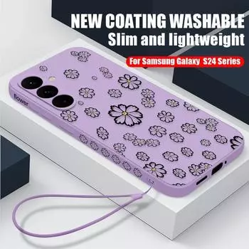 Для Samsung S24 S23FE S22 Ultra A23 A13 A54 A34 A14 A53 A73 A12 A32 A52 A72 A51 A71 тонкий противоударный мягкий чехол из ТПУ с цветком и веревкой Samsung A23 4G
