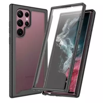 Для Samsung S24 S 22 Ultra S23 FE Crystal Case Bumper Front PET Protective Back Cover Samsung Galaxy S22 Plus A23 A 12 A22S 23 S 24 For Galaxy A23 4G&Case and PET Film чёрный