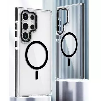 Для Samsung S25 S24 Ultra Plus S23 S21 Fe A55 A54 A35 A34 A25 A15 A14 5g прозрачный беспроводной зарядный чехол для Magsafe Magnetic противоударный Tpu Hybird акриловый чехол Samsung S24 оранжевый