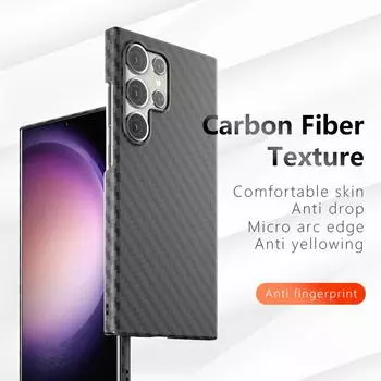 Для Samsung S24 Ultra S23 Plus S22 противоударный противоударный ПК из углеродного волокна жесткий тонкий чехол Samsung S22 Plus белый/чёрный