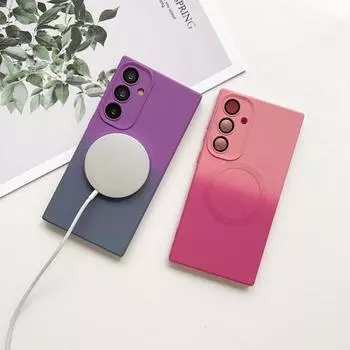 Для Samsung S24 Ultra S23 Plus S22 S21 S20 FE чехол для телефона сплошной цвет градиент противоударный защитный чехол из ТПУ мягкий чехол Samsung S24 горячий розовый/розовый