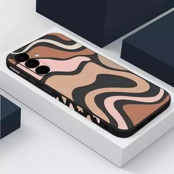 Для Samsung S24 Ultra S23 Plus S22 S21 S20 FE S10 A14 A34 A54 A13 A23 A53 A73 A32 A52 A72 A51 A71 тонкий чехол из ТПУ с изогнутой полоской и ремешком, чехол для телефона Samsung S24 чёрный