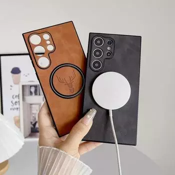 Для Samsung S24 Ultra S23 Plus S22 S21 FE Noto 20 чехол для телефона из овчины противоударный однотонный чехол Magsafe Samsung S24 Ultra темно-серого