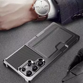 Для Samsung S25 Ultra Чехлы-визитницы для Samsung Galaxy S25 Ultra S22 S23 Plus S24 FE S21 Защитный чехол for Galaxy S25 чёрный