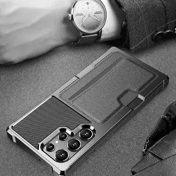 Для Samsung S25 Ultra чехол-держатель для карт с защитой от царапин для Samsung Galaxy S25 Ultra S24 Plus S22 S23 S21 FE пылезащитный чехол for Galaxy S25 чёрный