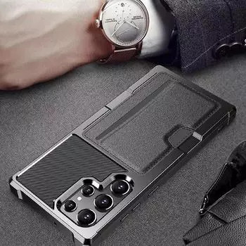 Для Samsung S25 Ultra держатель карты чехол для мобильного телефона Samsung Galaxy S25 Ultra S23 S22 S21 FE S24 Plus роскошный черный чехол for Galaxy S25 чёрный