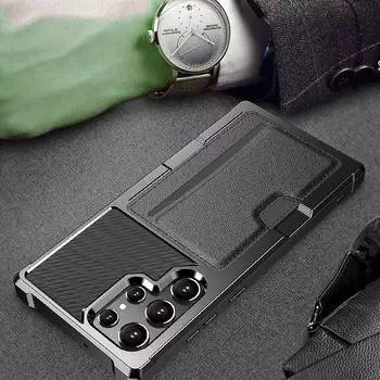 Для Samsung S25 Ultra Карман для карт Чехол для Samsung Galaxy S25 Ultra S23 FE S22 S24 Plus S21 Аксессуары для мобильных телефонов for Galaxy S25 чёрный