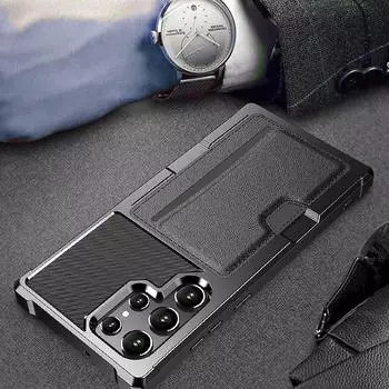 Для Samsung S25 Ultra Luxury чехол с слотом для карт для Samsung Galaxy S25 Ultra S21 S22 Plus S23 S24 FE чехол для мобильного телефона for Galaxy S25 чёрный