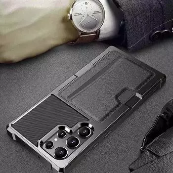 Для Samsung S25 Ultra Противоударный чехол с карманом для карт для Samsung Galaxy S25 Ultra S24 Plus S23 S22 S21 FE Чехол for Galaxy S25 чёрный