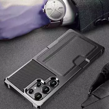 Для Samsung S25 Ultra противоударный чехол с отделением для карт для Samsung Galaxy S25 Ultra S24 S23 S22 Plus S21 FE чехол для телефона for Galaxy S25 чёрный