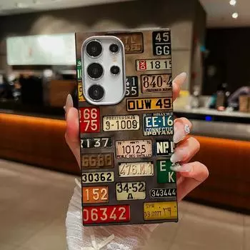 Для Samsung S25 Ultra S24 FE S23 S22 S21 A56 A36 A16 A55 A15 чехол с номерным знаком, мягкий, ударопрочный, тонкий, матовый, с текстурой кожи TPU, чехол для телефона Samsung S25 жёлтый/чёрный