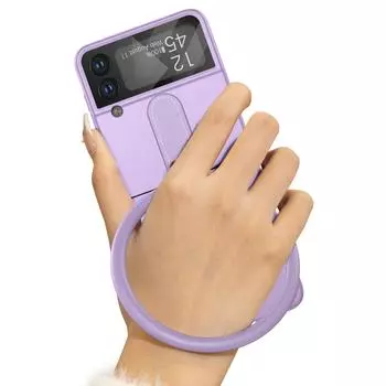 Для Samsung Z Flip 4 браслет дизайн складной чехол для Samsung Galaxy Z Flip 4 5g Flip4 Zflip4 объектив стеклянная пленка Coque for samsung z flip 4 фиолетовый