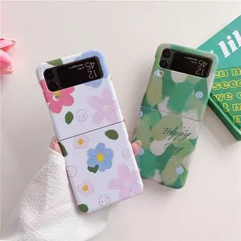 Для Samsung Z Flip 4 Чехол Цветочная картина маслом Складной чехол для телефона Samsung Z Flip 3 5g Flip4 Противоударная жидкая жесткая задняя крышка Samsung Z Flip 3