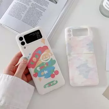 Для Samsung Z Flip 4 Чехол Dazzle Oil Painting Smiley Face Складной чехол для телефона Samsung Z Flip 3 Zflip4 Противоударный мягкий силиконовый чехол For Z Flip 4