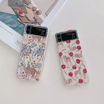 Для Samsung Z Flip 4 Чехол Фавн Джунгли Прозрачный складной чехол для телефона Samsung Z Flip 3 Z Flip4 Противоударная жесткая задняя крышка For Z Flip 4
