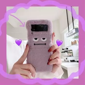 Для Samsung Z Flip 4 Чехол Милый Фиолетовый Монстр Складной Чехол Для Samsung Z Flip 3 Zflip4 Зимний Плюшевый Противоударный Жесткий Чехол For Z Flip 3 фиолетовый