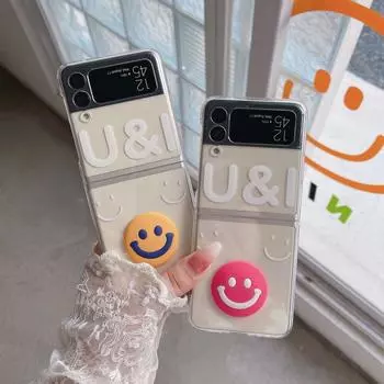 Для Samsung Z Flip 4 Чехол Улыбка Прозрачный складной чехол для телефона Samsung Z Flip 3 5g Zflip4 Противоударный жесткий защитный чехол For Galaxy Z Flip 3