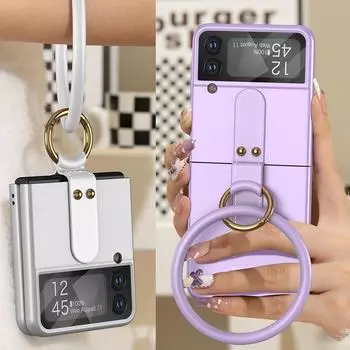 Для Samsung Z Flip 4 Нескользящий портативный чехол-браслет для телефона Samsung Galaxy Z Flip 4 5g Flip4 Zflip4, стеклянная пленка для объектива for samsung z flip 4 чёрный