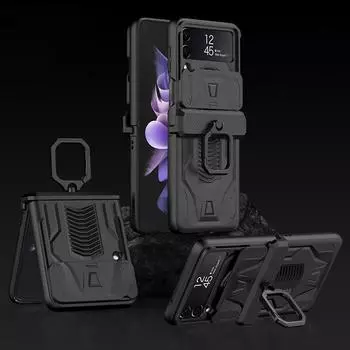 Для Samsung Z Flip 4 Противоударный защитный чехол для объектива Чехол для Samsung Galaxy Z Flip 4 Flip4 5g Zflip4 Держатель для кольца на палец Coque for samsung z flip 4 серебряный