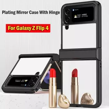 Для Samsung Z Flip 4 шарнирный зеркальный чехол Роскошный гальванический чехол для Samsung Galaxy Z Flip 4 5g шарнирный защитный чехол For Galaxy Z Flip 4 чёрный