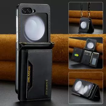 для samsung z flip 5 противоударный кожаный чехол-кошелек для Samsung Galaxy Z Flip 5 Flip5 Zflip5 слот для карт защитный чехол Capa for Samsung Z Flip 5