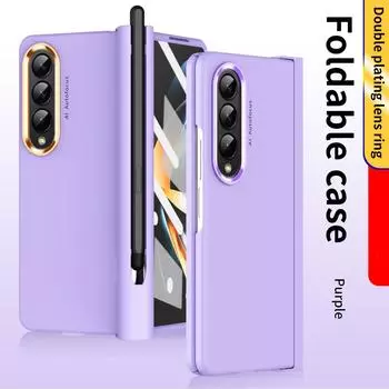 Для Samsung Z Fold4 чехол из закаленного стекла с полным покрытием для Samsung Galaxy Z Fold 4 5g Fold4 Zfold4 S Pen Holder Phone Bag Cases for Samsung Z Fold 4 чёрный