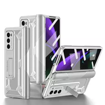 Для Samsung Z Fold 3 Fold3 5g противоударный чехол с полным покрытием для Samsung Galaxy Z Fold 3 Zfold3 Kickstand стеклянная пленка сумка чехол for samsung Z Fold 3 серебряный