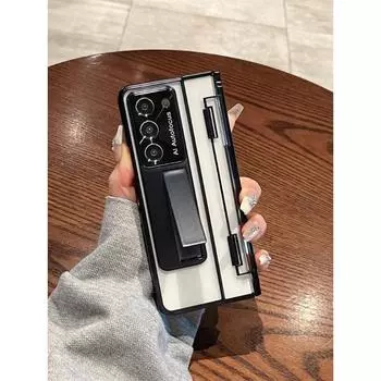 Для Samsung Z Fold 5 Z Fold 4 Z Fold 3 5G прозрачный чехол с роскошным покрытием, защитная пленка для ПК с экраном, пленка-подставка, чехол For Galaxy Z Fold 5 серебряный