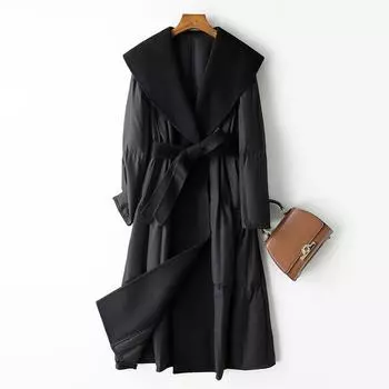 Для счетчика гусиные и утиные пуховики женские средние и длинные высокого класса зима 2024 новый дизайн бренд женской одежды оптом S слоновая кость