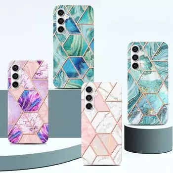 Для серии Samsung Galaxy, для S20, S21, S22, S23, A13, A14, M11, M31, M51, Note 20... Ультратонкий мягкий чехол для телефона с цветным мраморным узором в форме украшения Samsung Galaxy A71 5G синий