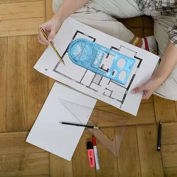 Для школьного офиса Архитектура Поставка Многофункциональная геометрическая линейка Геометрический чертежный шаблон Измерительный инструмент белый