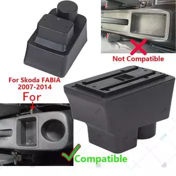 Для Skoda FABIA Подлокотник Для Skoda Fabia II 2 Подлокотник для автомобиля 2008-2014 Изогнутая поверхность Кожаный автомобильный ящик для хранения Простая установка