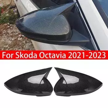 Для Skoda Octavia-автомобильное боковое зеркало заднего вида, крышка крыла, внешняя наклейка на дверь, чехол заднего вида, отделка из углеродного волокна Gloss Black