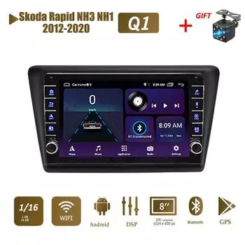 Для Skoda Rapid NH3 NH1 2012-2020 с кнопкой Android автомобильный радиоприемник мультимедийный плеер навигация стерео GPS 2 Din 1 + 16 ГБ