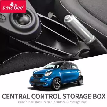 для Smart 453 fortwo forfour 2015 ~ 2019 Подлокотник для автомобиля Центральный ящик для хранения Аксессуары для интерьера Черный