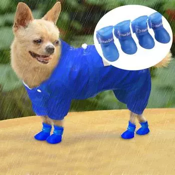 для собак новые брендовые резиновые сапоги для дождя размеры S/M/L яркие цвета водонепроницаемые ботинки для домашних животных обувь для собак L чёрный