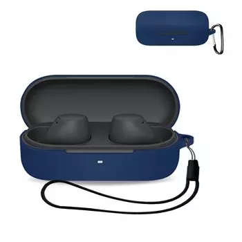 Для Sony Чехол Чехол для беспроводных наушников Чехол из силиконового материала Легко носить Ударопрочный Водонепроницаемый Пыленепроницаемый Моющийся карабин Можно носить и заряжать синий